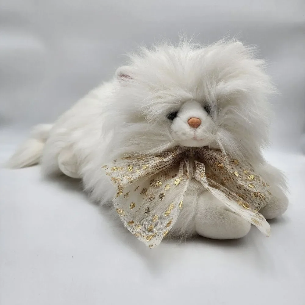 Vintage Commonwealth White‎ Fluffy Persian Cat Plush Soft Stuffed Animal Toy